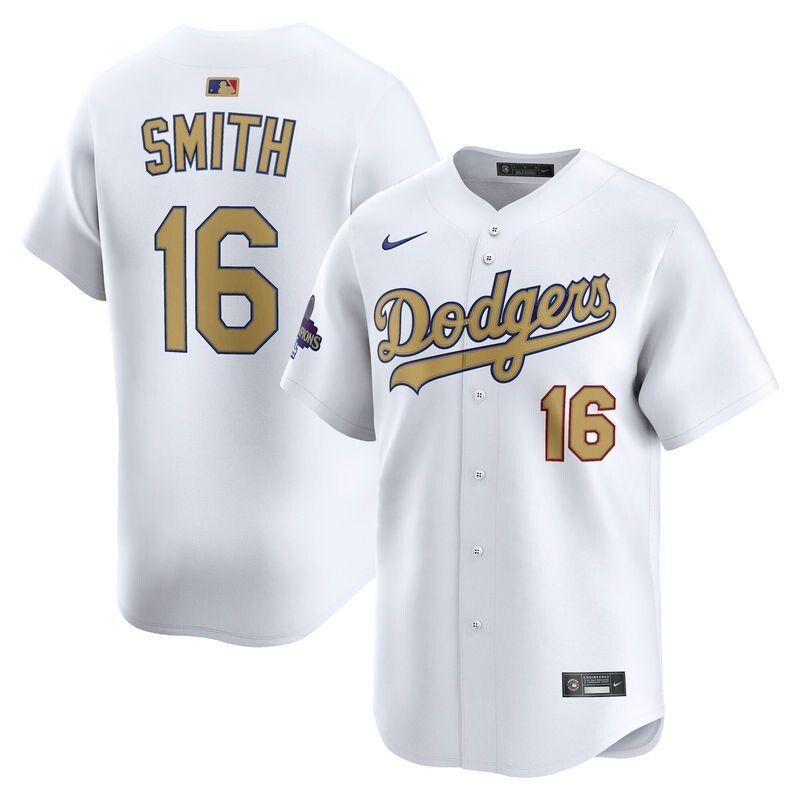 Men Los Angeles Dodgers #16 Smith White Gold 2026 Nike Game MLB Jersey 001->seattle seahawks->NFL Jersey